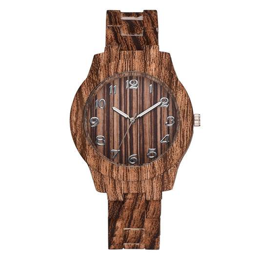 Men and Women Couple Fashion Quartz Watches, Wood Grain Retro Simple — view 2