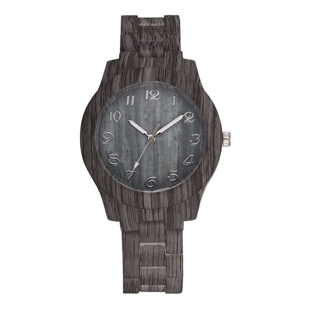 Men and Women Couple Fashion Quartz Watches, Wood Grain Retro Simple — view 8