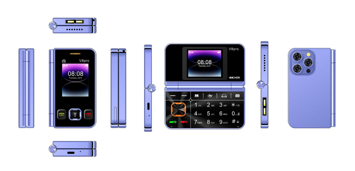 V8pro Dual Screen Folding Flip Function Mobile Phone — view 8