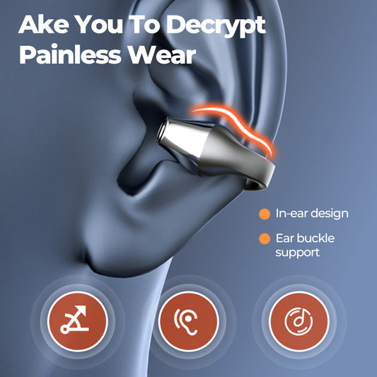 Ear Clip Bone Conduction Headphone Bluetooth 5.2 HIFI Wireless Earphone Touch — view 2