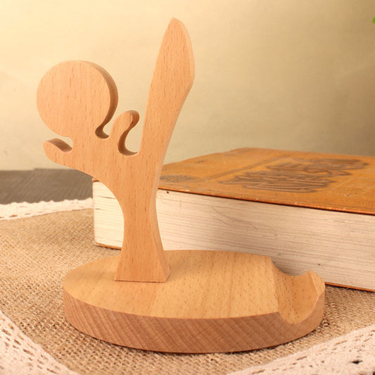Creative Mobile Phone Toma Back with Coin Beech Wood Lazy Holder Custom — view 2