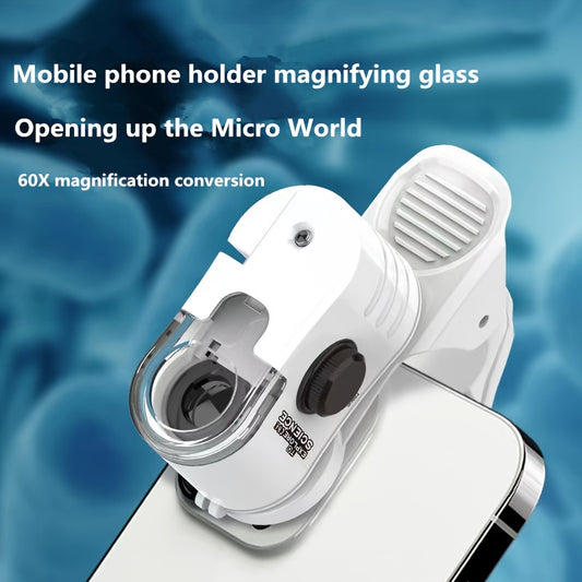 Mini Mobile Phone Microscope, 60x Pocket Handheld Portable LED Lighted — view 2