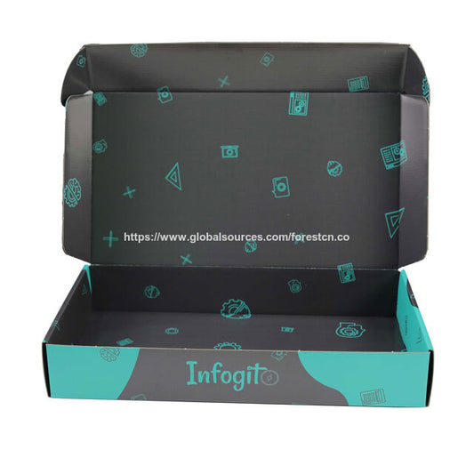 Black custom paper mailer box for electronics packaging box
