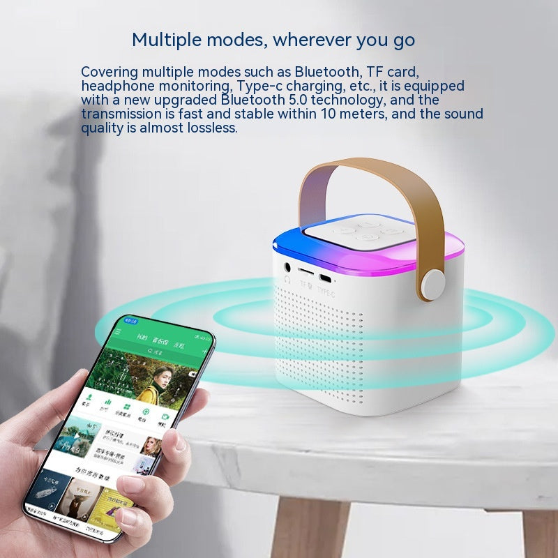 Microphone Karaoke Machine Bluetooth Speaker with 2 Wireless Mic RGB Light Home — view 3