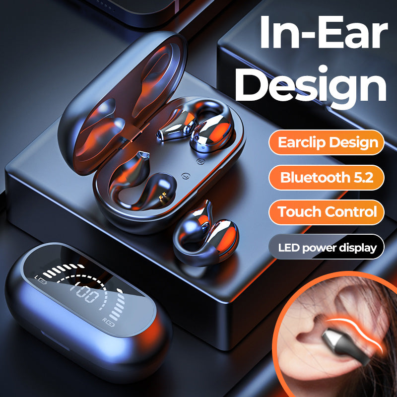Ear Clip Bone Conduction Headphone Bluetooth 5.2 HIFI Wireless Earphone Touch