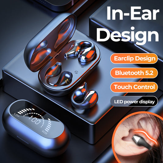 Ear Clip Bone Conduction Headphone Bluetooth 5.2 HIFI Wireless Earphone Touch