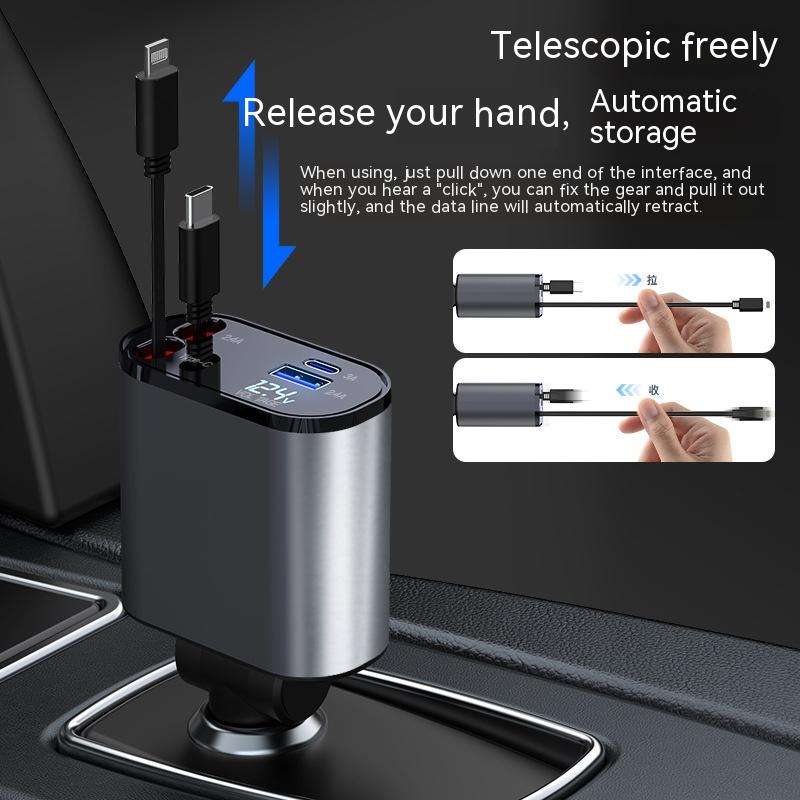 Metal Car Charger 100W Super Fast Charging Car Cigarette Lighter USB and Type-C — view 4