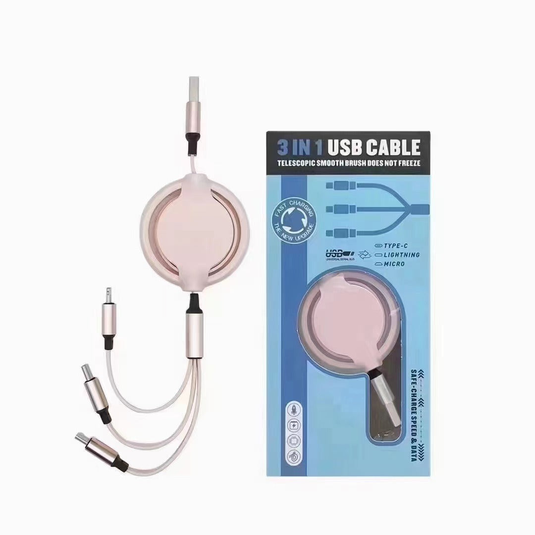 Three-in-one Mobile Phone Data Cable, Free Switching of Interfaces