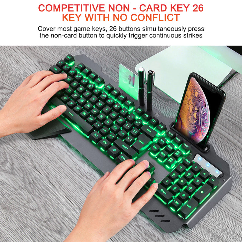 Ergonomicwired Gaming Keyboard with RGB Backlight Phone Holder — view 4