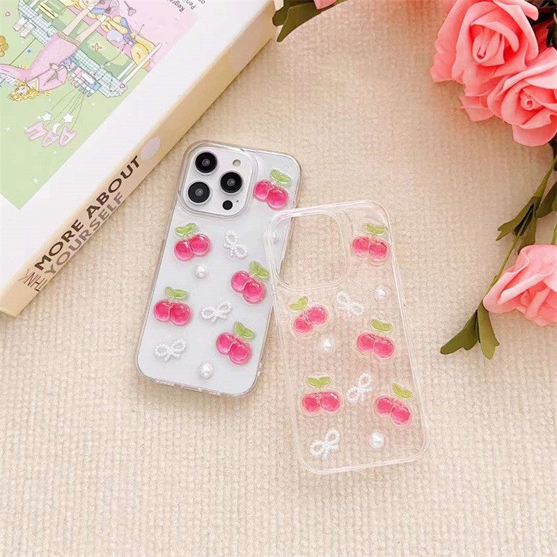 Epoxy Three-dimensional Cherry Bow Phone Case