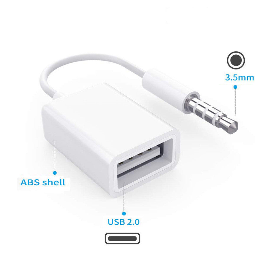 Car MP3 3.5mm Male AUX Audio Socket Jack to USB 2.0 Female Converter Cable Cord