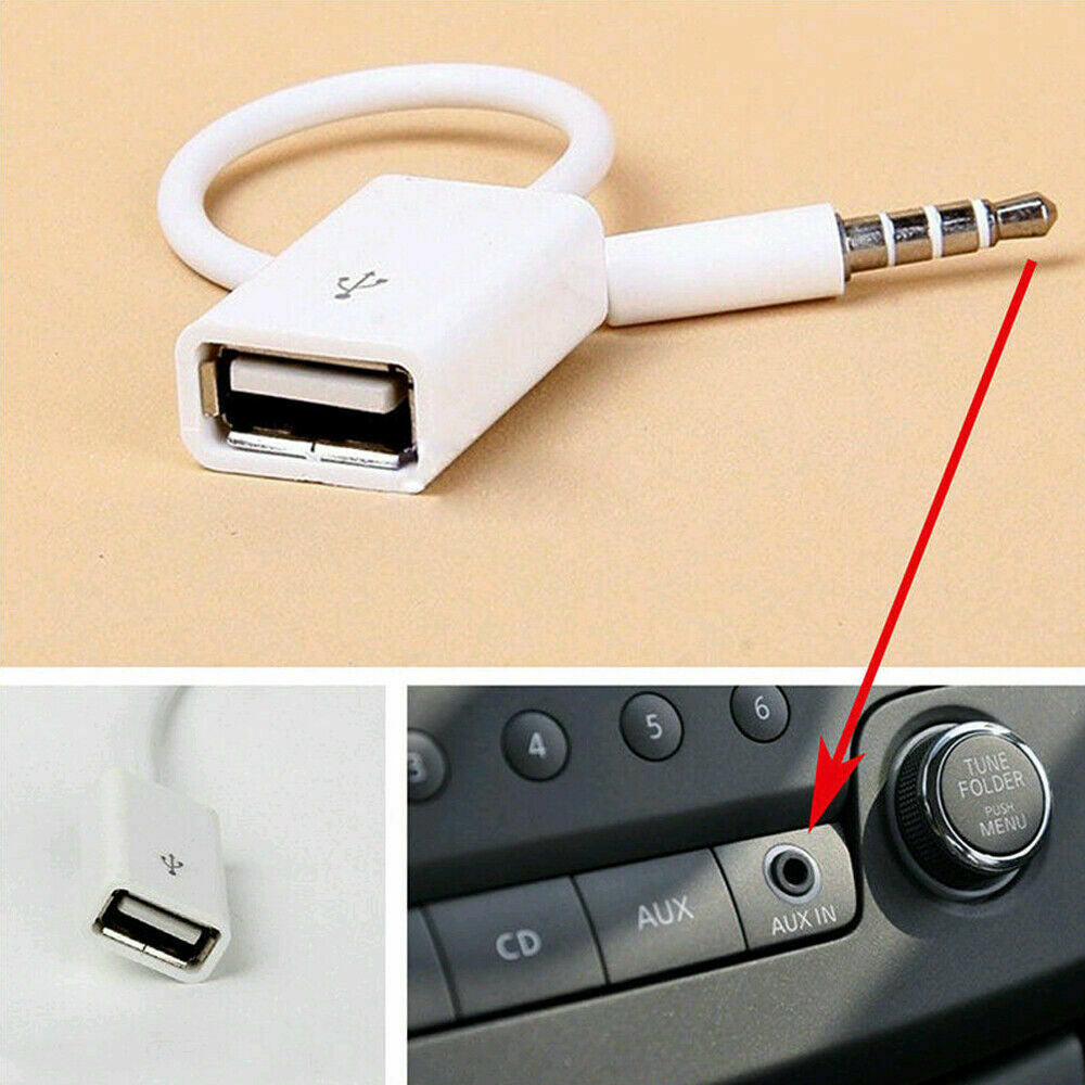 Car MP3 3.5mm Male AUX Audio Socket Jack to USB 2.0 Female Converter Cable Cord — view 8