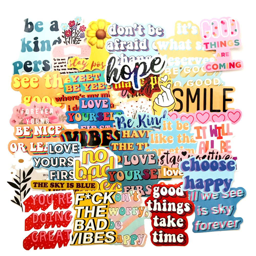 40 Inspirational English Graffiti Stickers Trolley Case Laptop Cartoon Series — view 5
