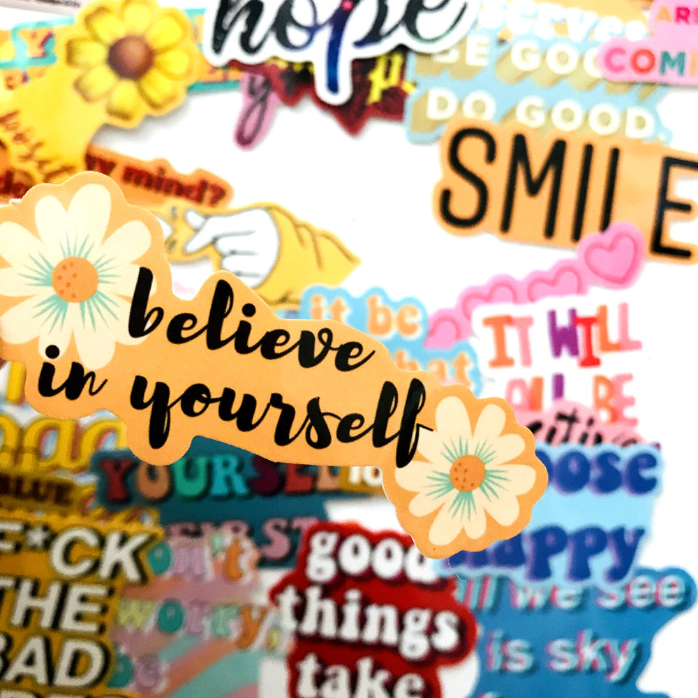 40 Inspirational English Graffiti Stickers Trolley Case Laptop Cartoon Series — view 4