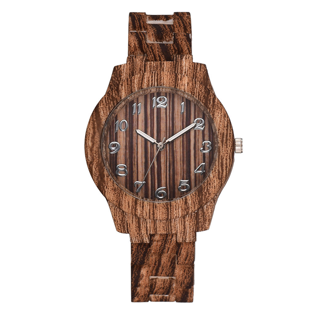 Men and Women Couple Fashion Quartz Watches, Wood Grain Retro Simple — view 2