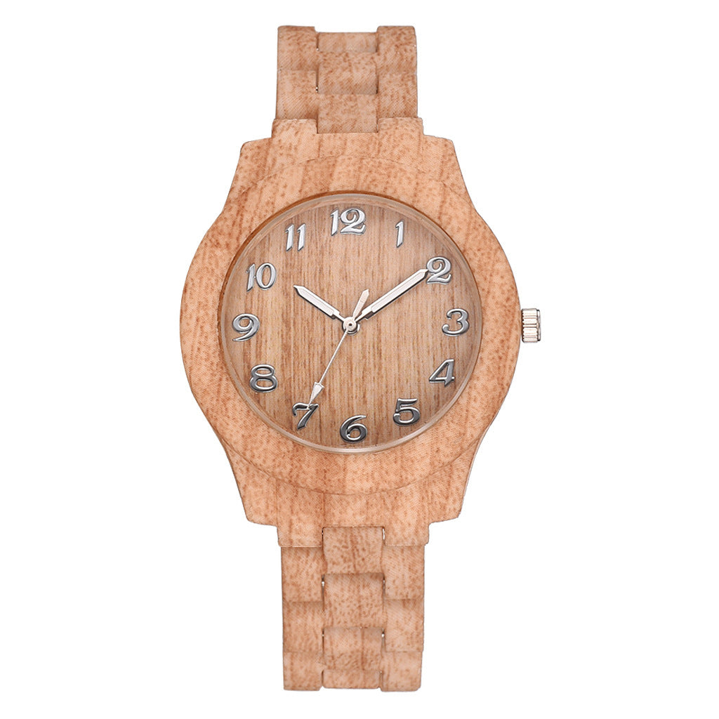 Men and Women Couple Fashion Quartz Watches, Wood Grain Retro Simple — view 4