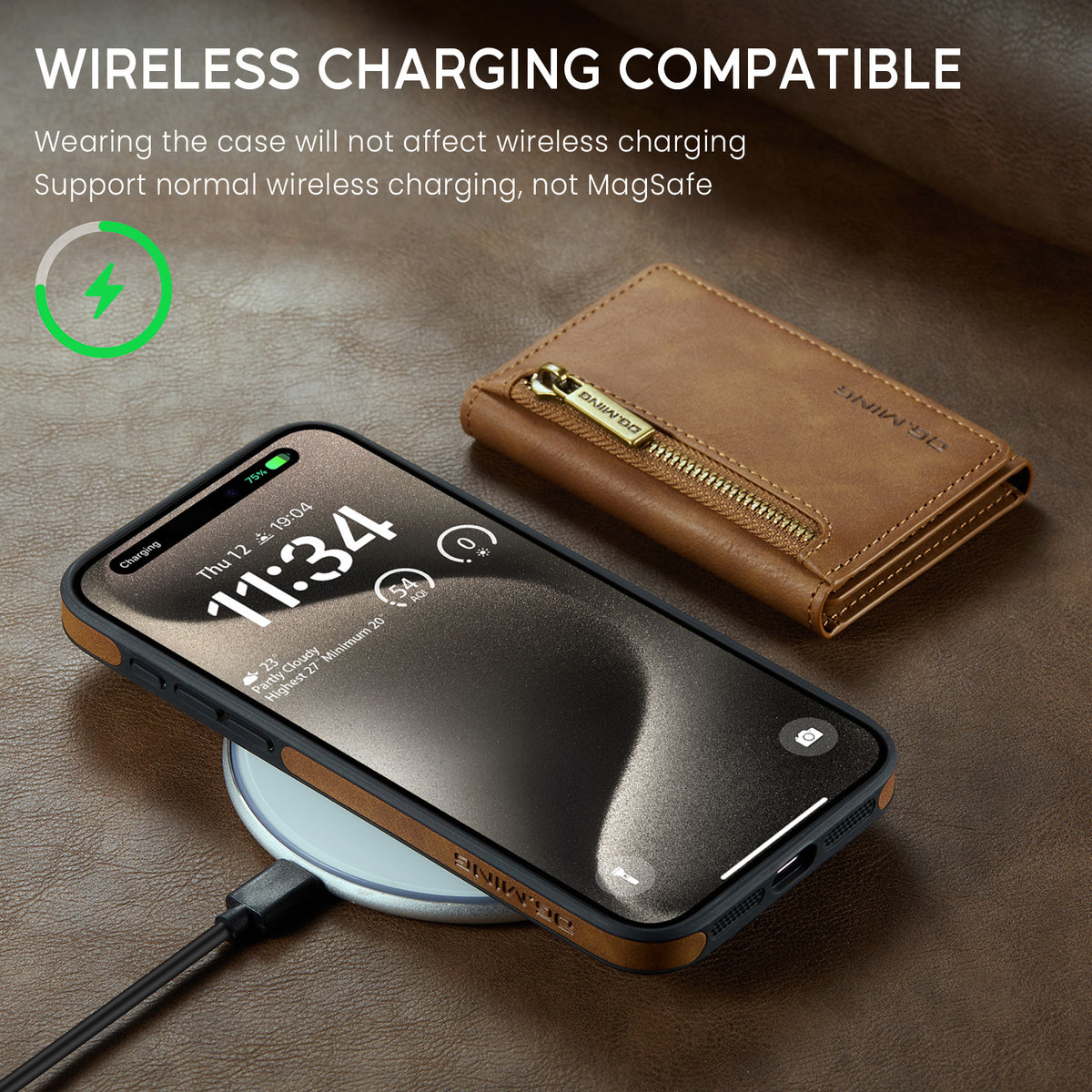 Wireless Charger Phone Case Magnetic Card Holder Protective Sleeve — view 8