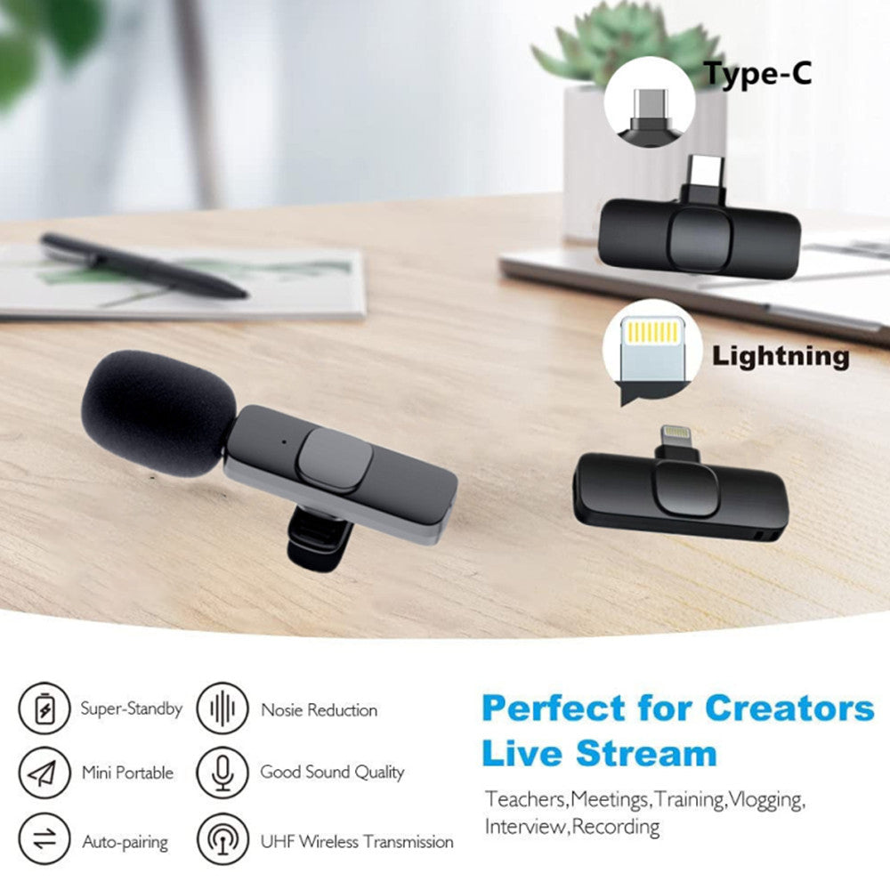 Wireless Lavalier Microphone Portable Audio Video Recording Mini Mic — view 3