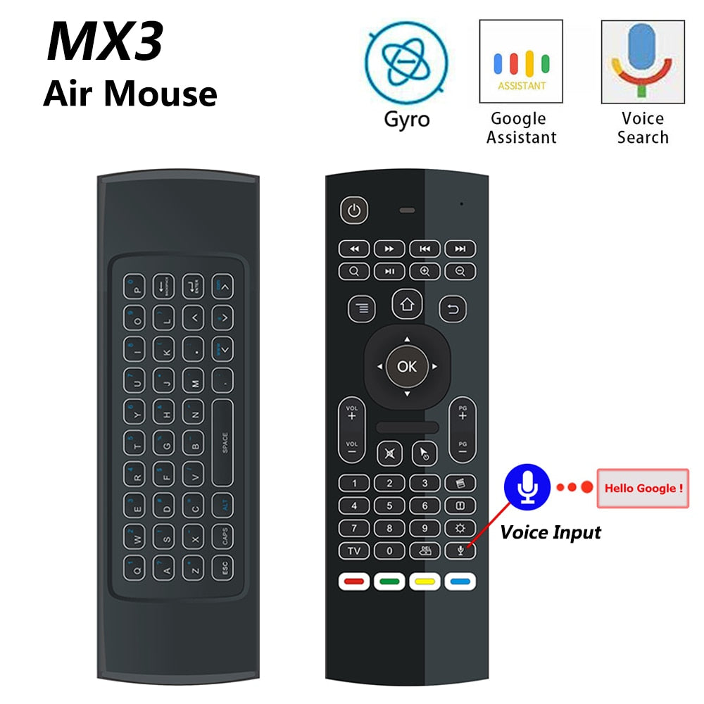 MX3 MX3-L Backlit Air Mouse T3 Smart Voice Remote Control 2.4G RF Wireless