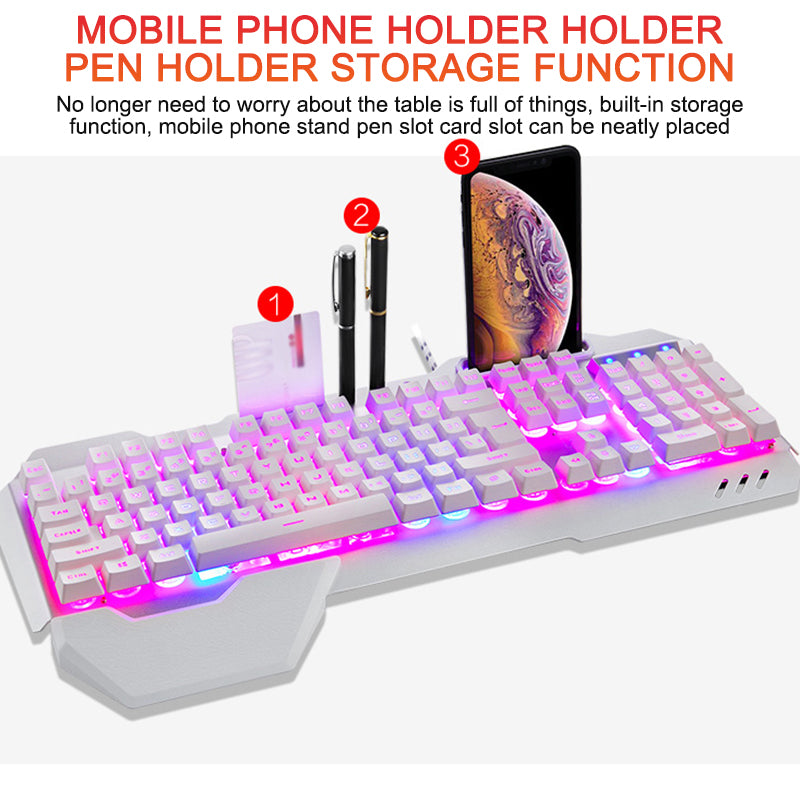 Ergonomicwired Gaming Keyboard with RGB Backlight Phone Holder — view 3