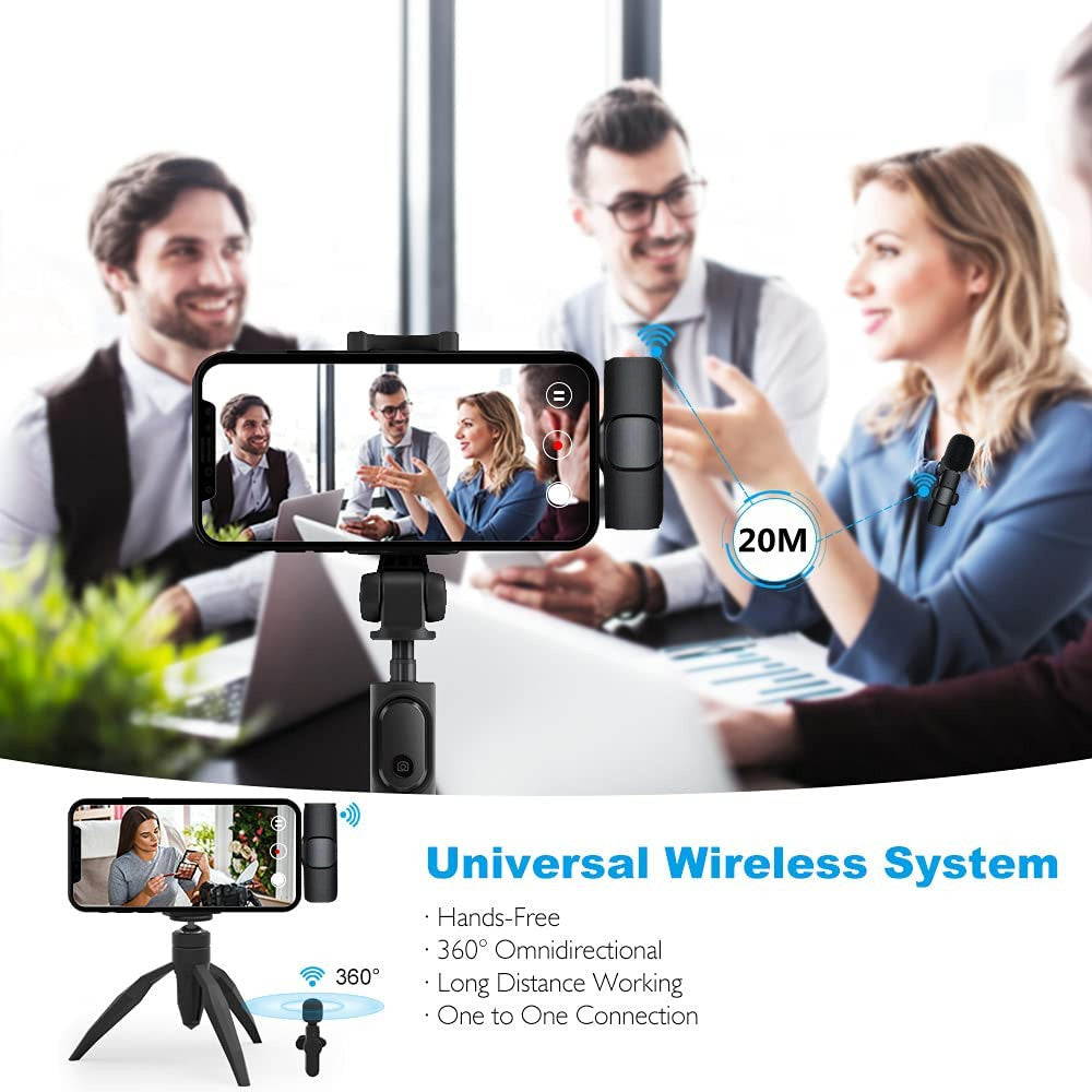 Wireless Lavalier Microphone Portable Audio Video Recording Mini Mic — view 5