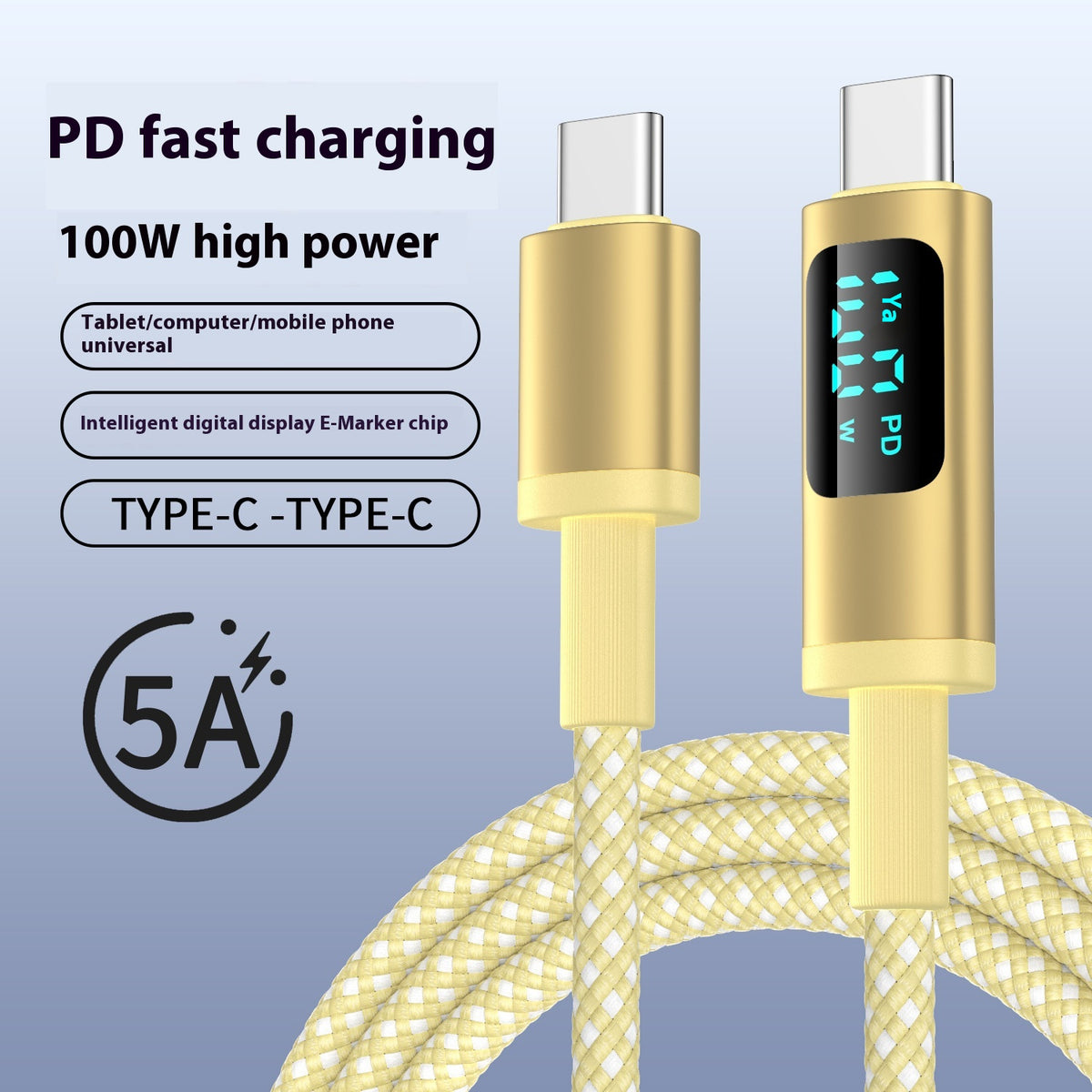 Digital Display Double Type-C Fast Charging Mobile Phone Data Cable — view 5