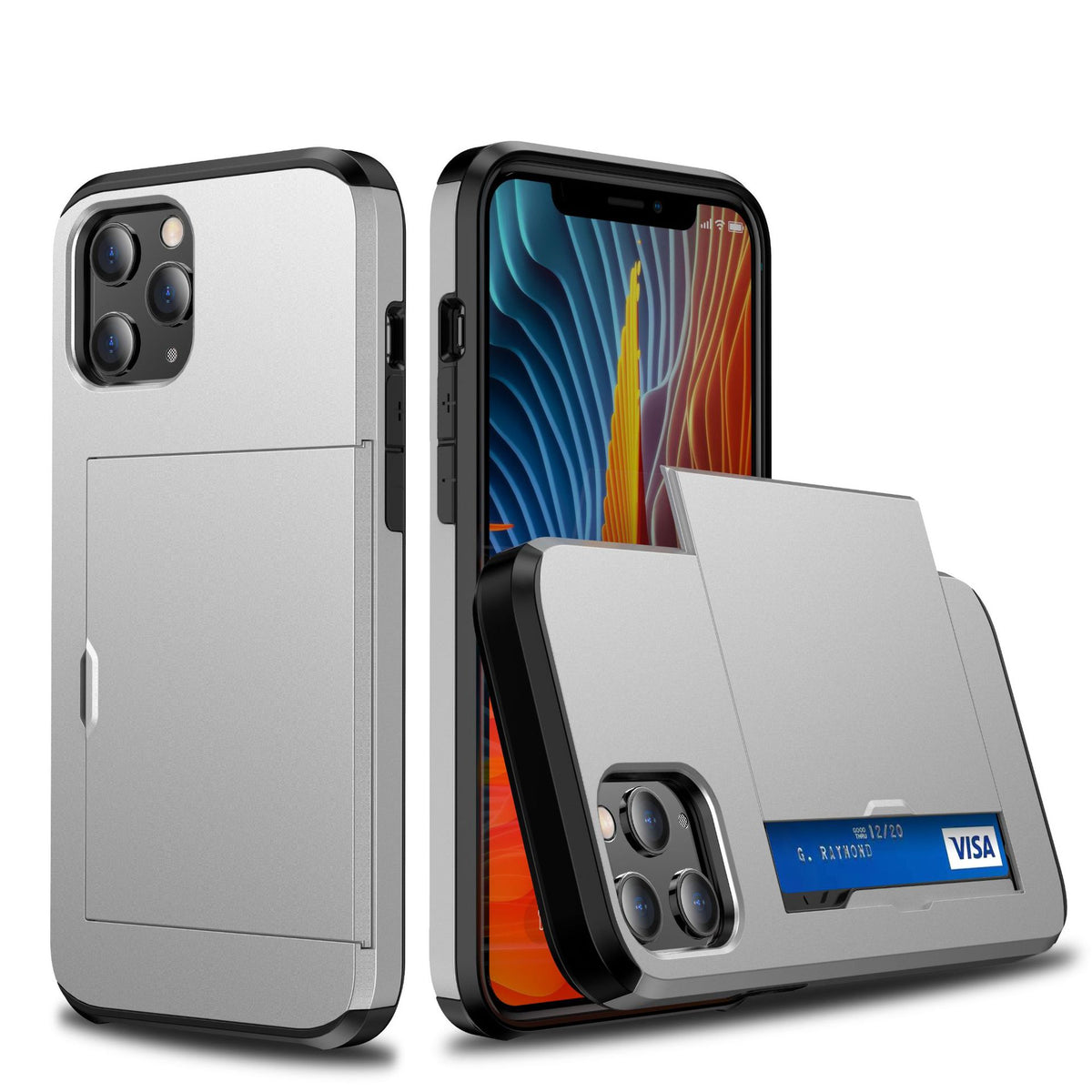 Compatible with Apple, iPhone12 Card Push Sliding Type anti-drop Phone Case