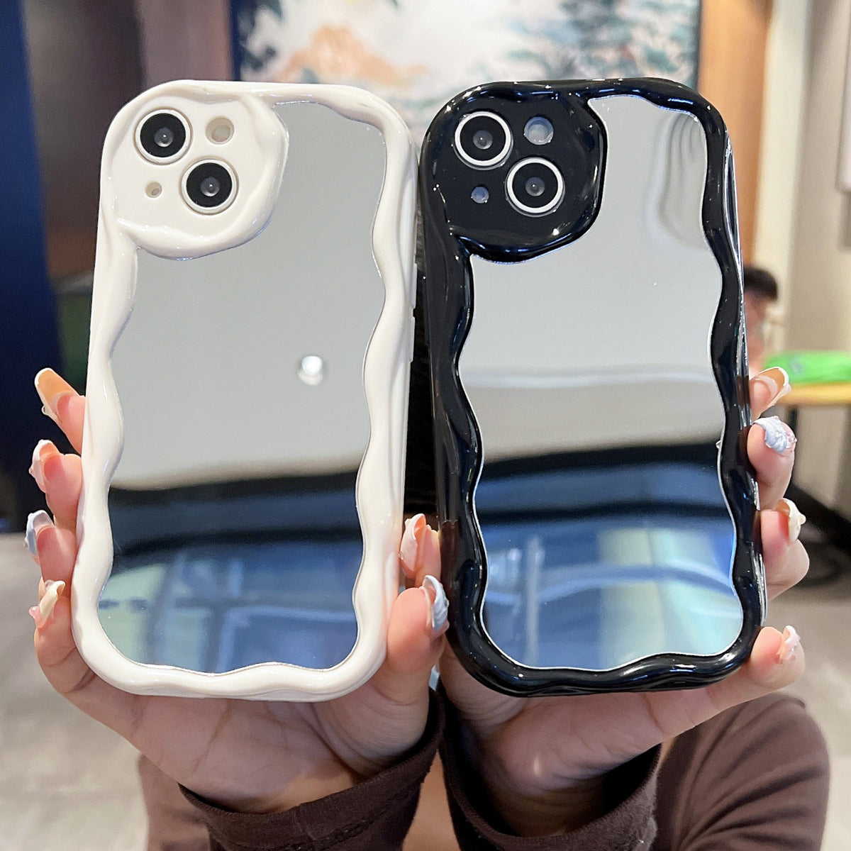 Cream Pattern Mirror Phone Case Drop-resistant Transparent