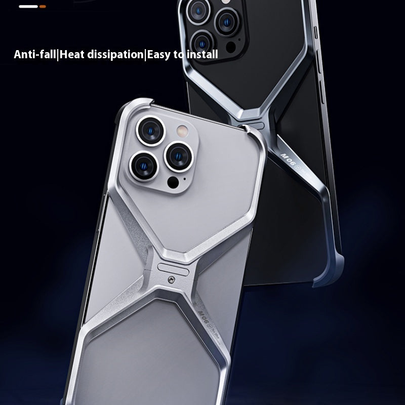 Aluminum Alloy Case New Hollow-out Frameless Heat Radiating Phone Shell — view 2