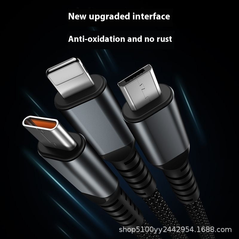 Mobile Phone Data Cable One-to-three Digital Display with Light Three-in-one — view 3