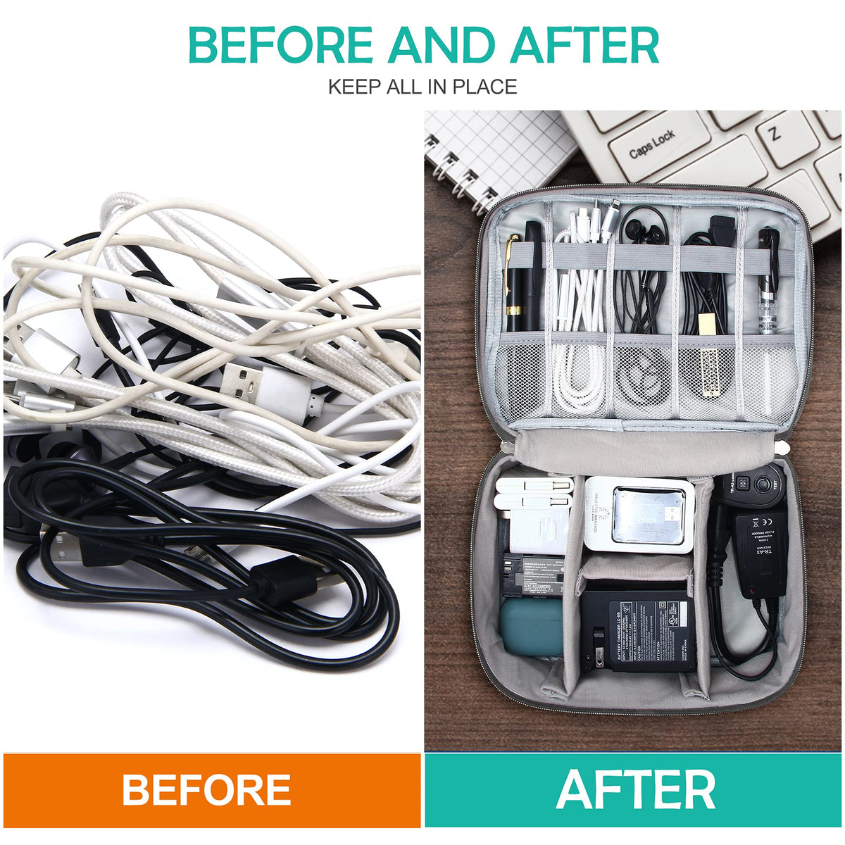 Electronics Organizer Travel Cable Bag Waterproof Portable Digital Storage Bag — view 7
