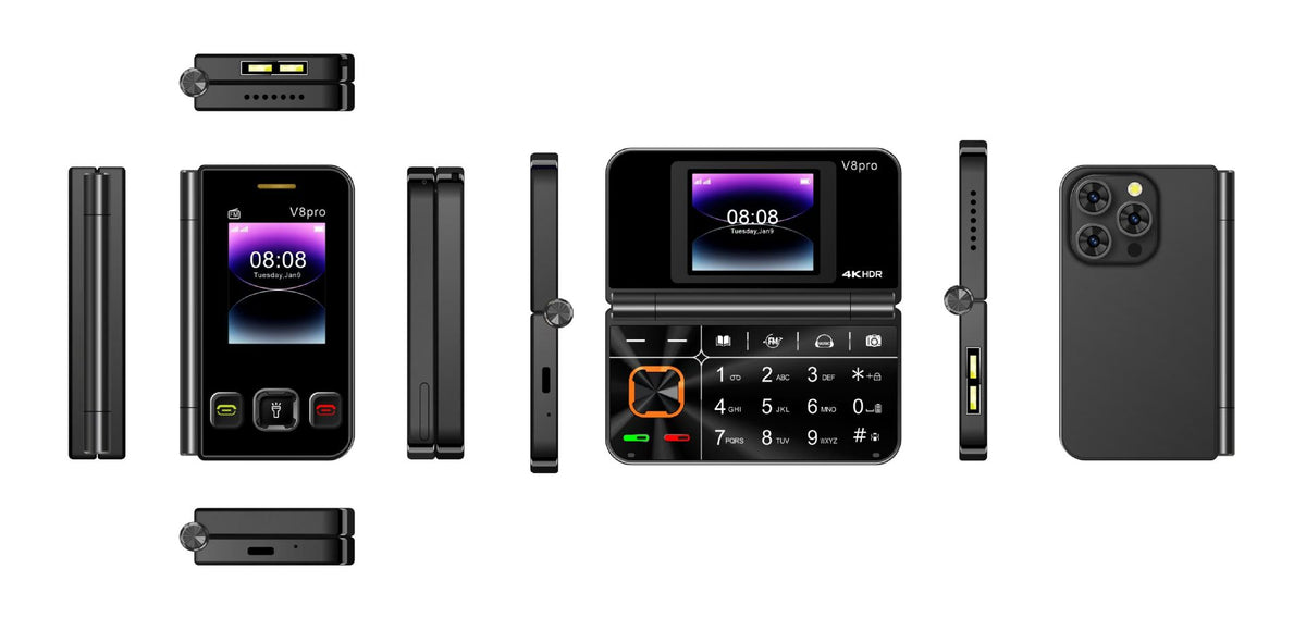 V8pro Dual Screen Folding Flip Function Mobile Phone — view 6