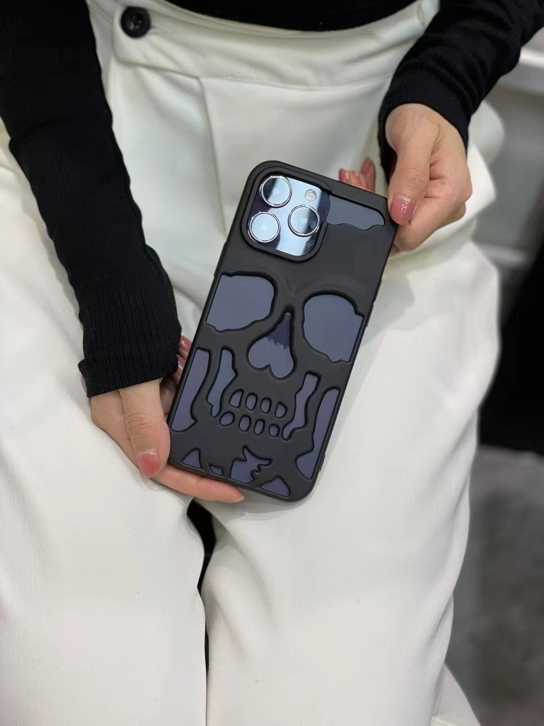 Luxury Plating 3D Skull Phone Case for I-Phone 14 Pro Max 13 12 11 Plus — view 2