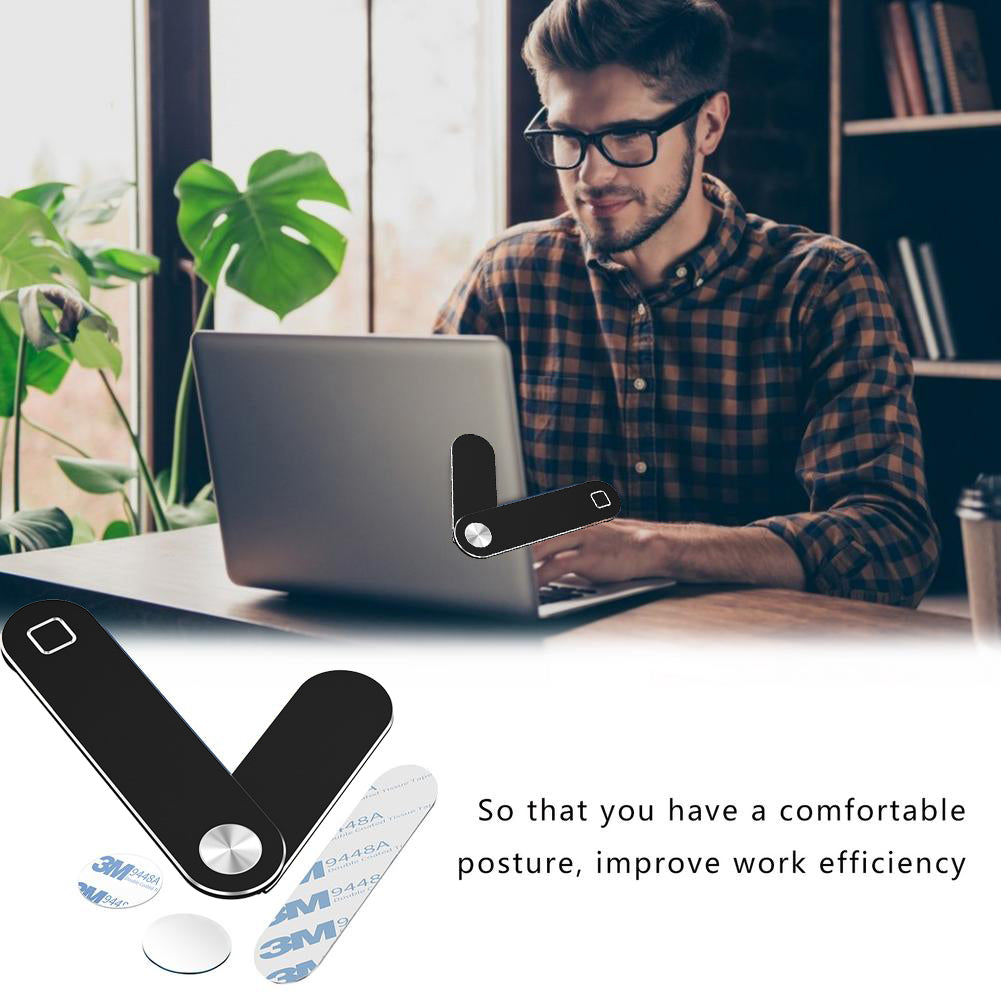Laptop Phone Holder, Adjustable Side Mount Clip, Magnetic Monitor Computer — view 3