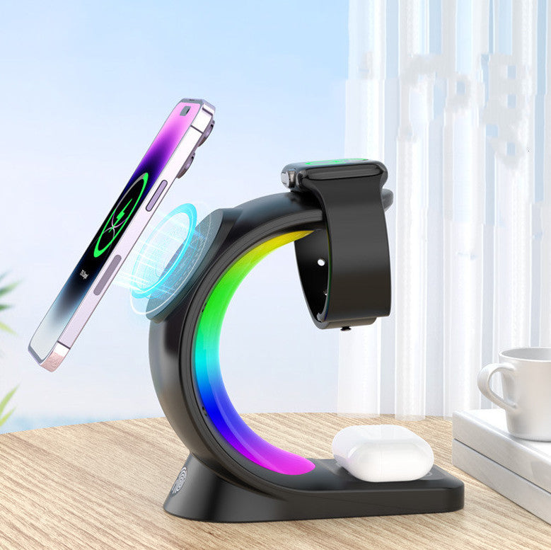 4 in 1 Magnetic Wireless Charger Fast Charging for Smart Phone Atmosphere Light — view 3