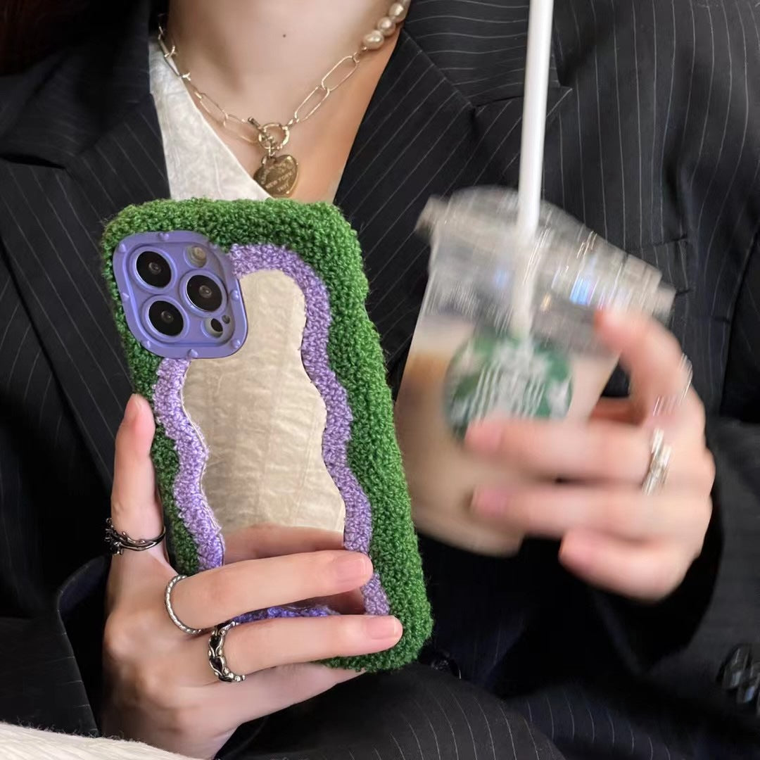 Plush Patch Mirror Mobile Phone Shell — view 4