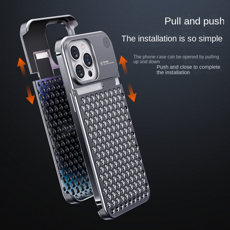 Aluminum Alloy Phone Case for 14 13 Pro Max Plus Hollow Heat Dissipation — view 4