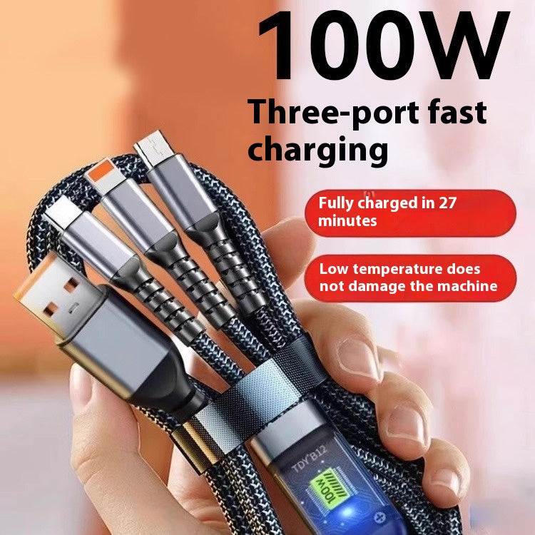 Mobile Phone Data Cable One-to-three Digital Display with Light Three-in-one — view 5