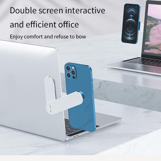 Laptop Phone Holder, Adjustable Side Mount Clip, Magnetic Monitor Computer