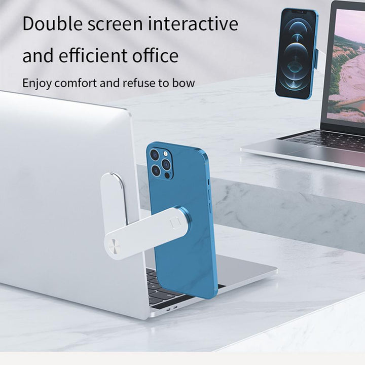 Laptop Phone Holder, Adjustable Side Mount Clip, Magnetic Monitor Computer