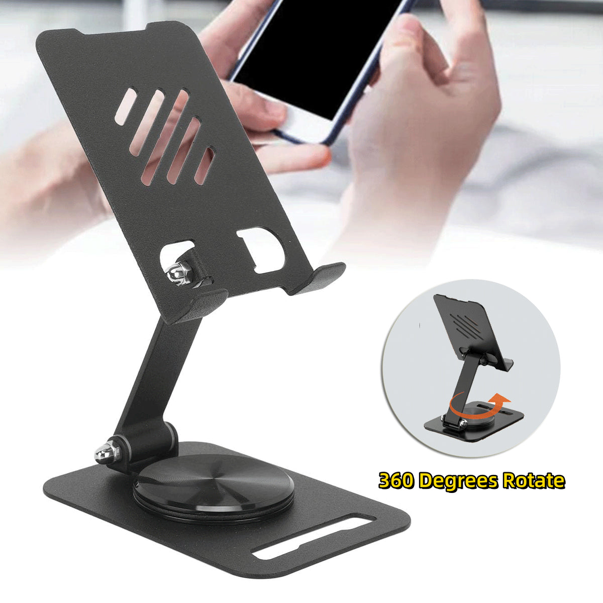 360 Degrees Rotate Metal Desk Mobile Phone Holder Stand for Pad Adjustable