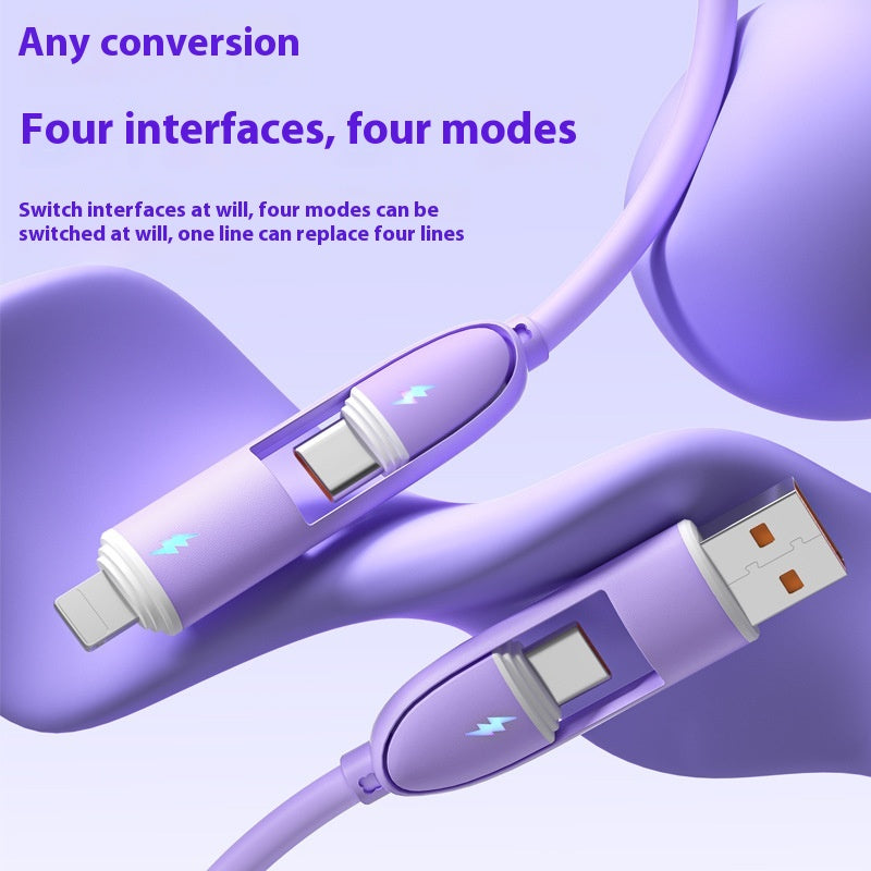 Four-in-one Silicone Fast Charge Data Cable — view 2