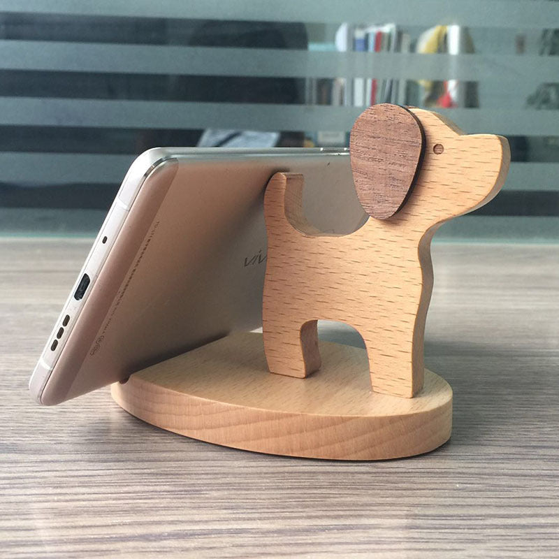 Creative Mobile Phone Toma Back with Coin Beech Wood Lazy Holder Custom — view 8
