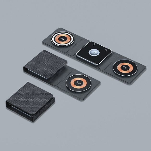 3 in 1 Magnetic Folding Wireless Charger Station for iPhone Transparent Fast — view 3