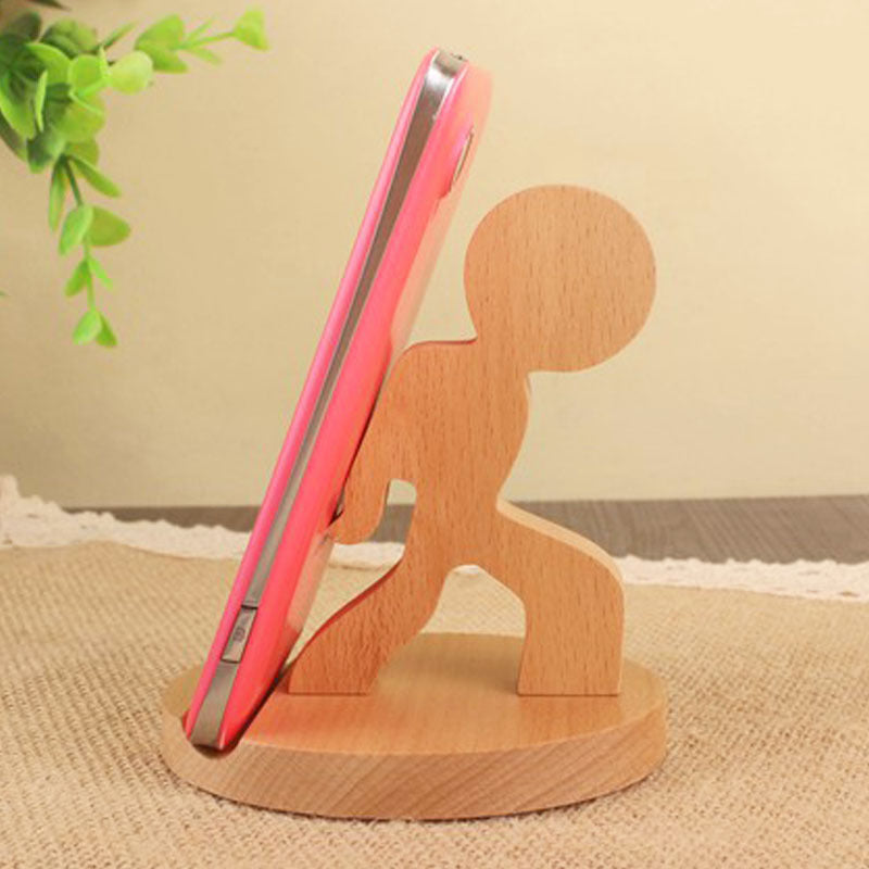 Creative Mobile Phone Toma Back with Coin Beech Wood Lazy Holder Custom — view 3