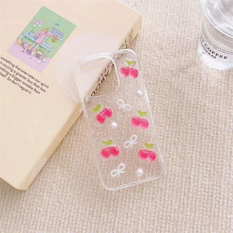 Epoxy Three-dimensional Cherry Bow Phone Case