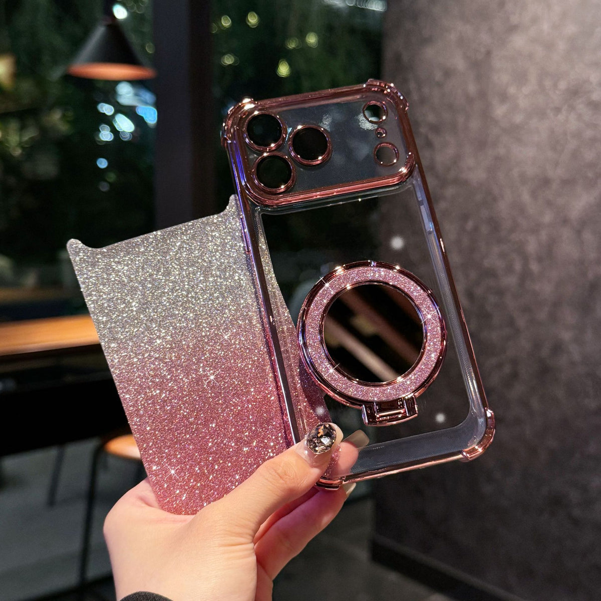 Glitter Mirror Magnetic Bracket Phone Case — view 3