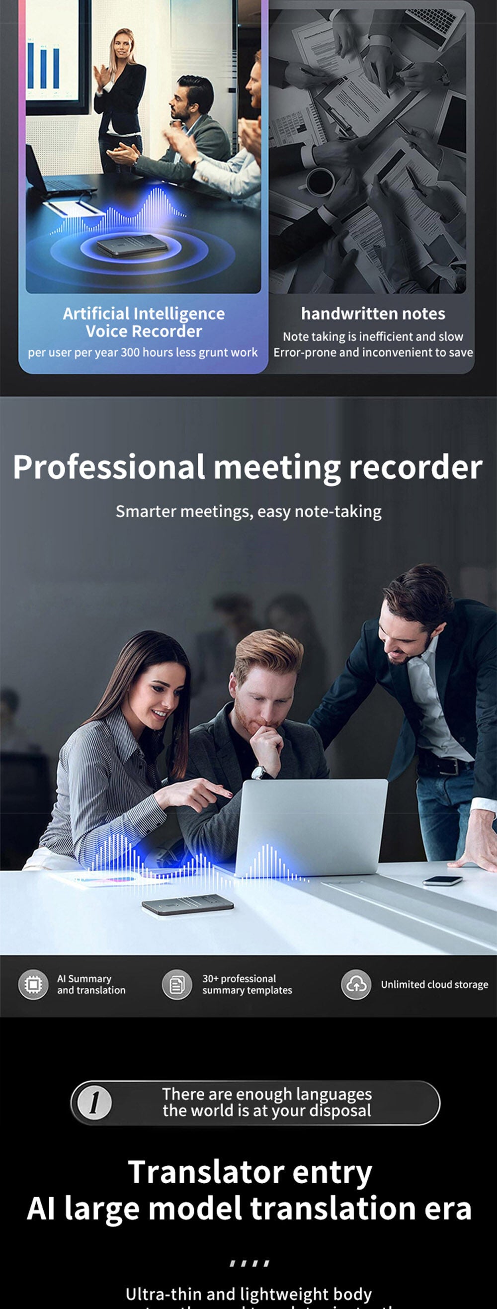 Portable 144-Language AI Translator with Video Call and Wi-Fi