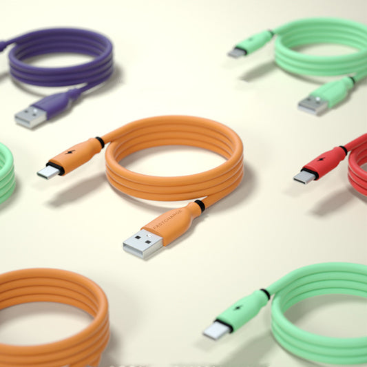 Compatible with Apple , Type-C Liquid Soft Rubber Data Cable for Android Huawei