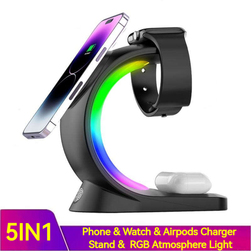 4 in 1 Magnetic Wireless Charger Fast Charging for Smart Phone Atmosphere Light — view 2